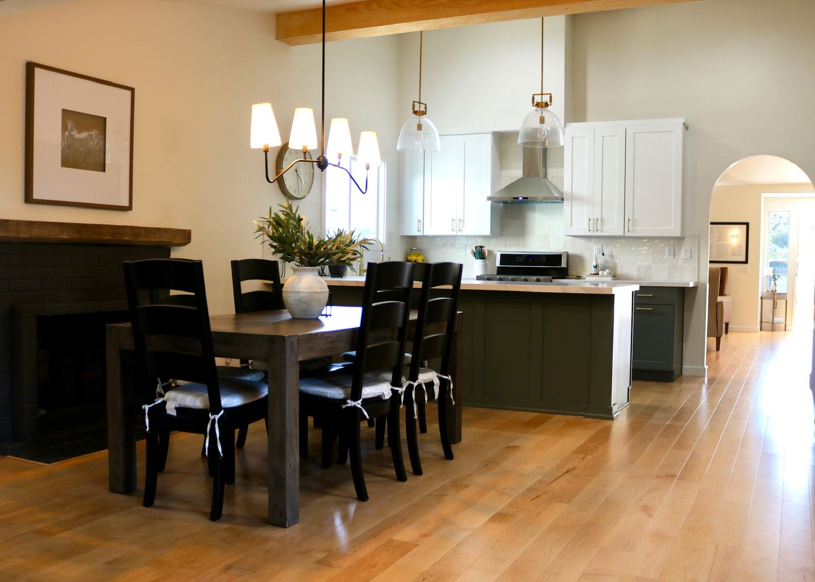 Open kitchen and dining area where home-cooked meals are served