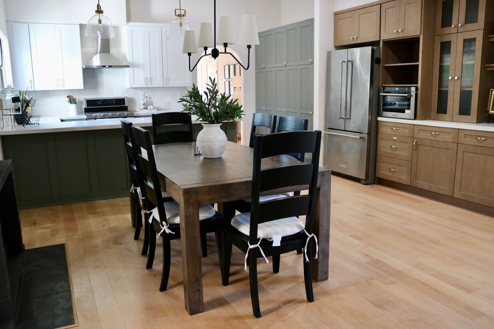 Kitchen and dining space with seating for residents