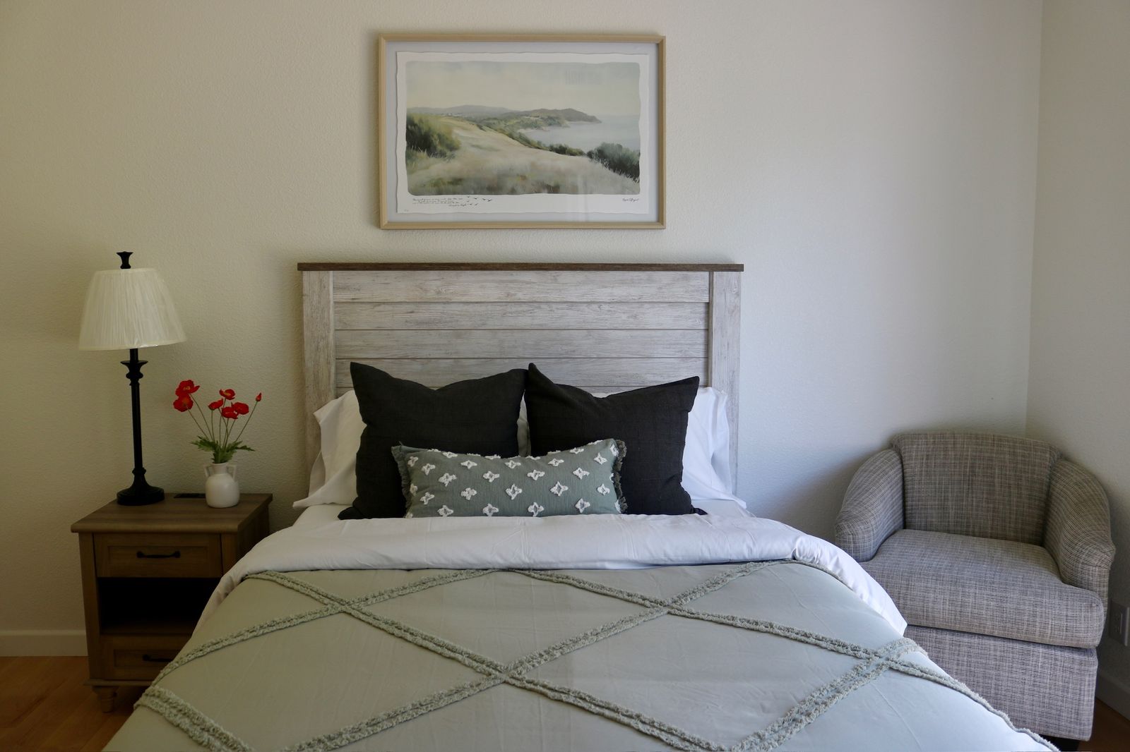 Private resident room one, warmly furnished with natural light