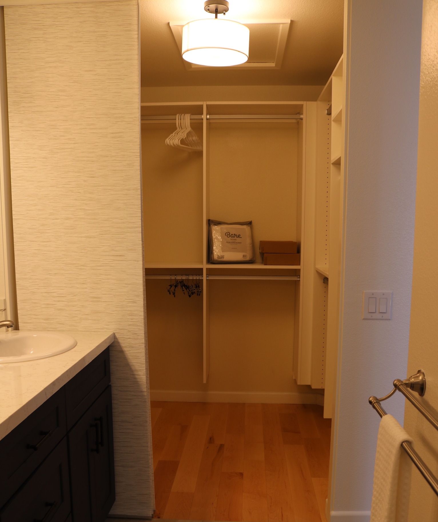Walk-in closet in the master bedroom suite